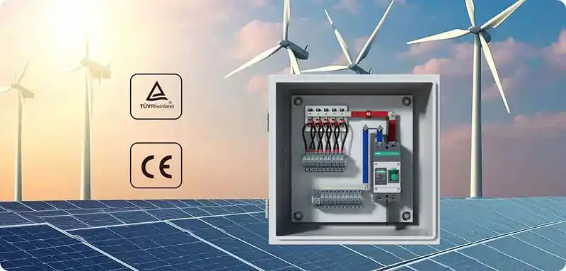 DC circuit breaker mounted inside PV combiner box solar system